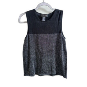 August Silk Knits Vintage Y2K Shimmer Metallic Colorblock Tank Top Silk Blend M